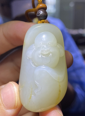 小石头和田玉白玉籽料挂件