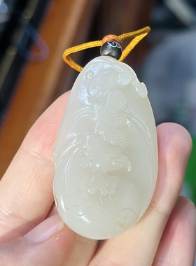 新疆和田白玉籽料吉祥挂件ld04053