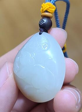 新疆和田糖白玉老鼠生肖挂件 项链手镯貔貅ld04093