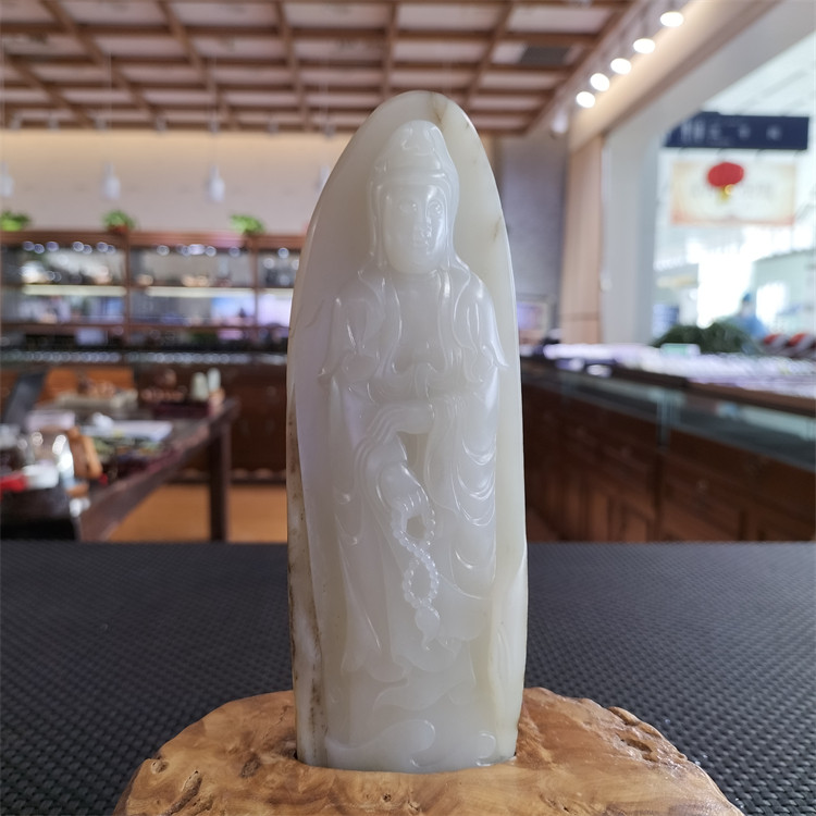 新疆和田白玉籽料观音摆件佛财神宝宝锁平安扣   xd22059