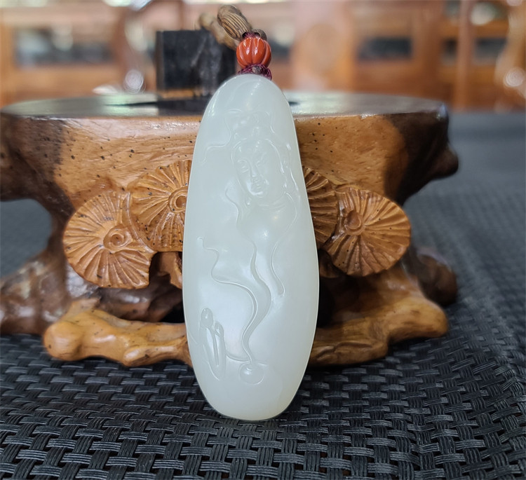 新疆和田白玉籽料观音挂件 吊坠 项链手链  钟馗 佛  bxg20023