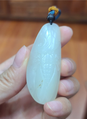 新疆和田玉一级白玉籽料 超细腻油润老熟 蝉 一鸣惊人xx17069