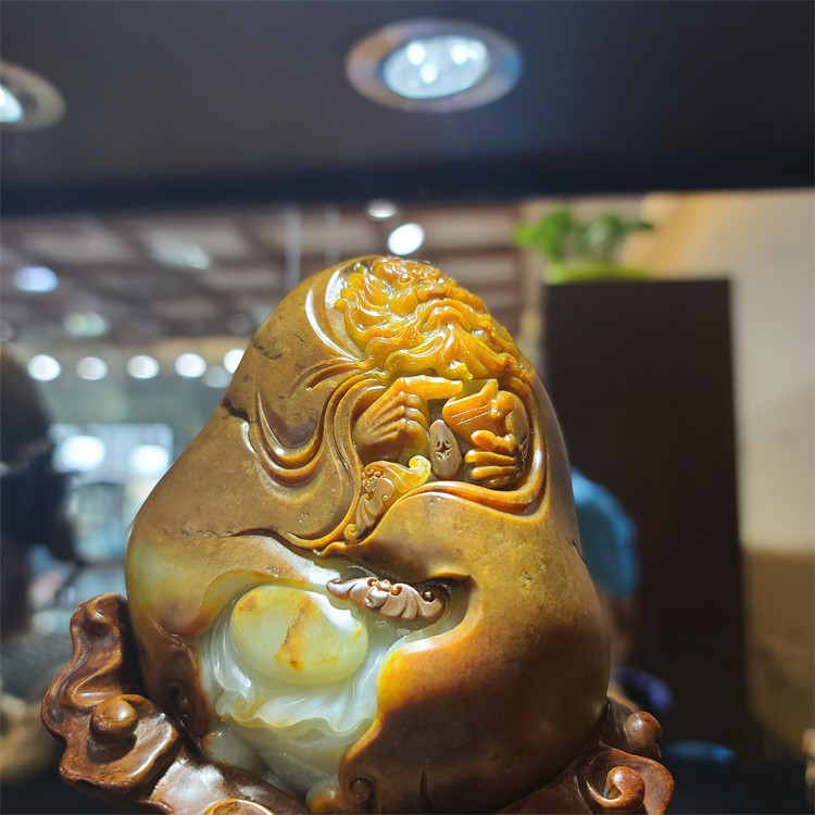 新疆和田黄沁籽料钟馗纳福摆件观音佛宝宝锁平安扣   xd25073