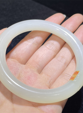 新疆和田白玉山料胖圆条手镯吉祥挂件宝宝锁平安博古挂件ld07183