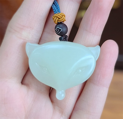 新疆和田白玉籽料狐狸挂件吊坠宝宝锁平安扣手链  xx17019