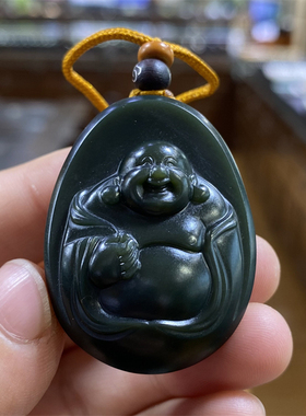 新疆和田黑碧玉籽料佛挂件吊坠手把件平安扣平安无事牌ld08084