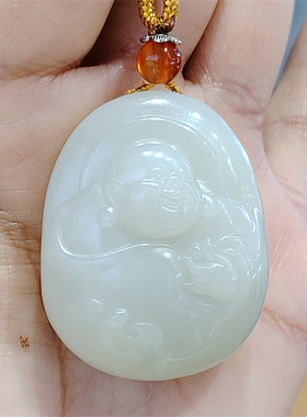 小石头和田玉弥勒佛白玉