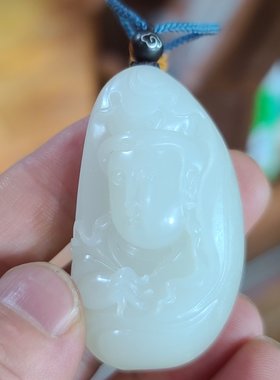 新疆和田白玉籽料观音挂件吊坠xx08062