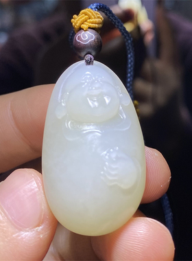 小石头和田玉白玉籽料挂件