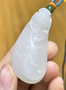 新疆和田羊脂白玉山料挂件吊坠   宝宝错平安扣无事牌 ld05097