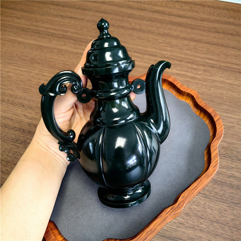 新疆和田青玉籽料纯手工制作酒具酒壶酒杯套装W
