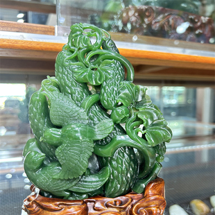 新疆和田碧玉安居乐业摆件  手把件平安扣挂件  xx18189