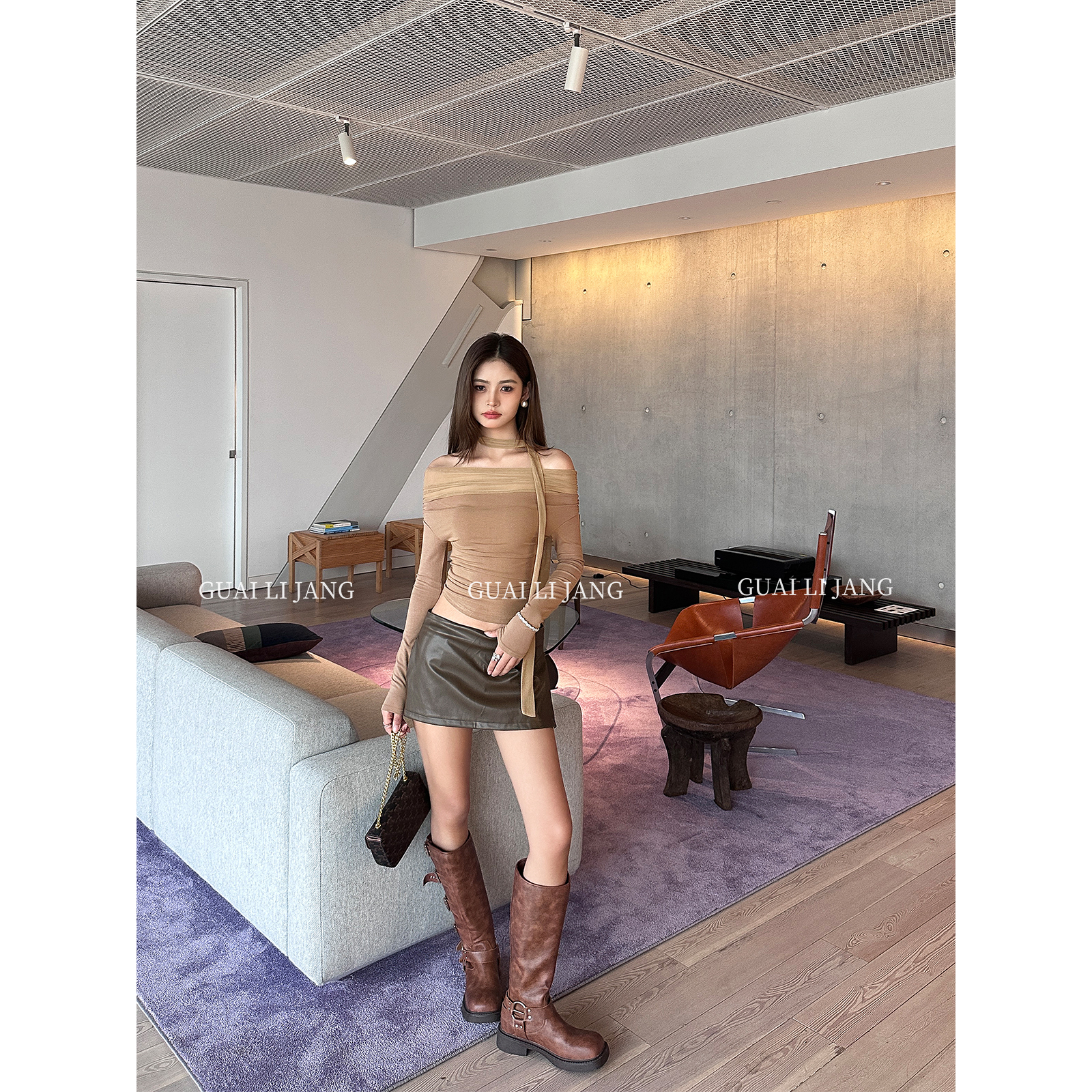 怪力酱美拉德穿搭半身皮裙