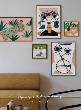 弥生志摩洛哥家居设计现代抽象人物艺术插画装饰画