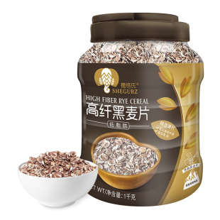 穗格氏（SHEGURZ）冲饮谷物 高纤黑燕麦片1000g 罐装 原味无糖精