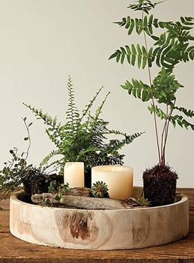 跨境美式实木圆形装饰摆件