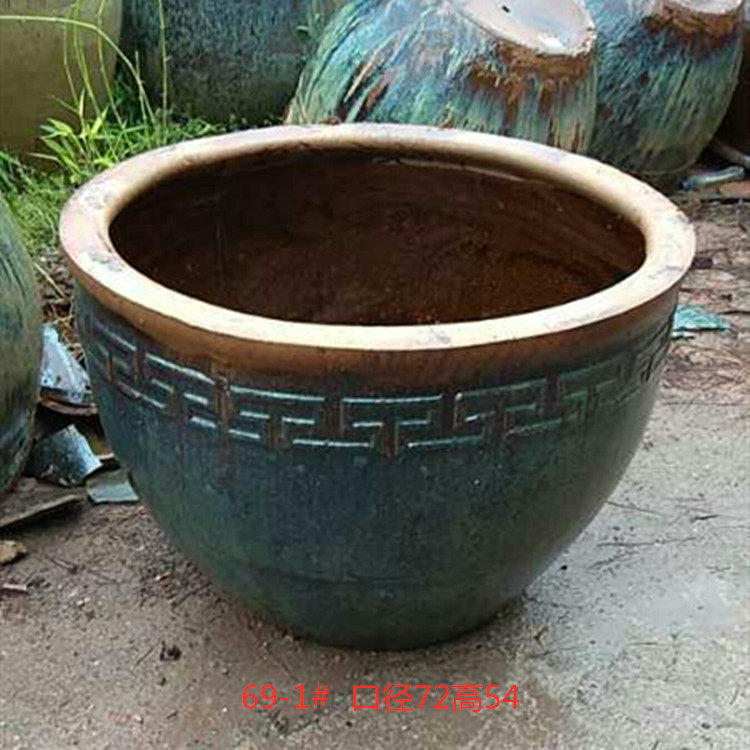 陶瓷花盆陶瓷水缸粗陶缸粗陶花盆土陶盆鱼缸荷花睡莲缸粗陶老式69