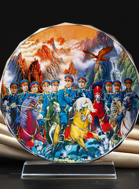 定制近代十大元帅画像水晶玻璃摆件工艺品装饰摆照片文创礼品礼物