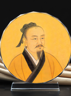 定制文财神范蠡商圣陶朱公画像水晶玻璃摆件工艺照片文创礼品礼物