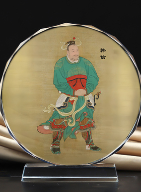 定制古代名人军事家韩信画像水晶玻璃摆件工艺品照片文创礼品礼物
