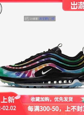 NIKE 耐克 Air Max 97 Golf 黑色扎染 气垫跑步鞋CK1219-001-100
