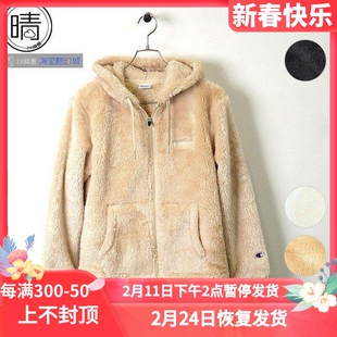 日版Champion冠军羊羔绒连帽拉链夹克男女情侣保暖外套 C3-L615