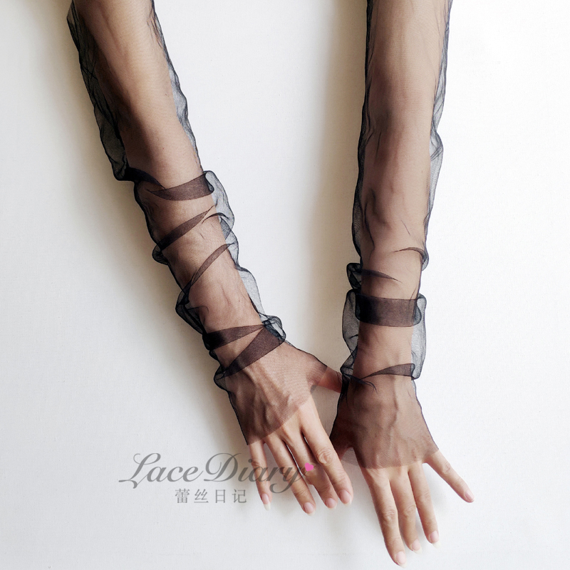 拍照走秀搭配女網紗手臂套黑時尚