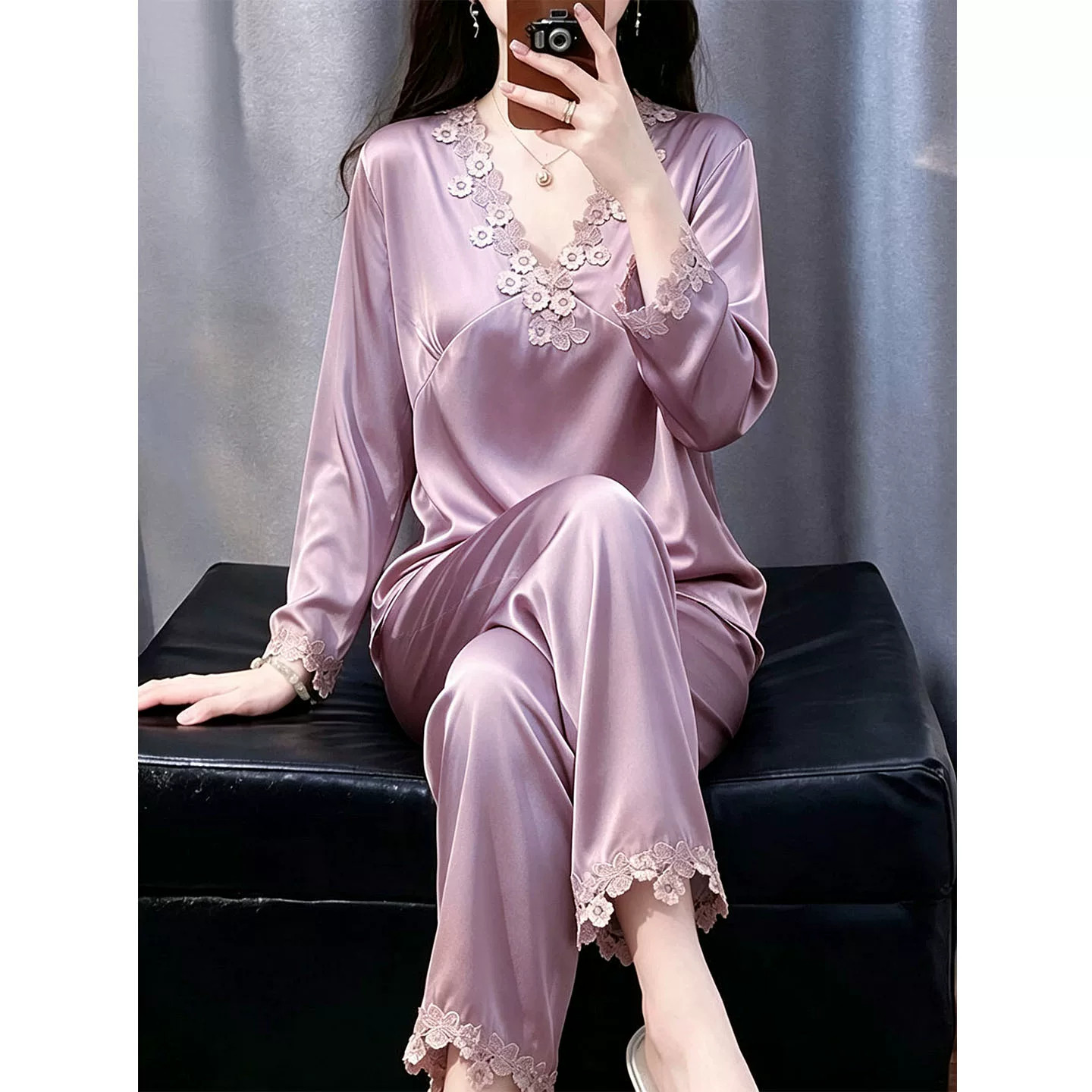 桑蚕丝睡衣真丝长袖家居服