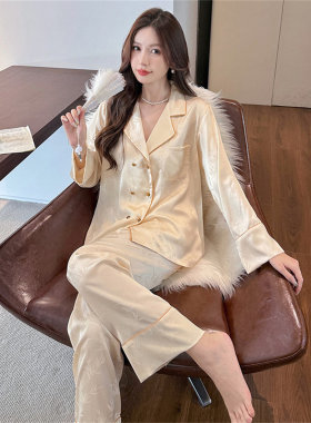 桑蚕丝可外穿秋冬女睡衣两件套