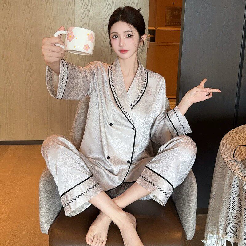 真丝老钱风可外穿睡衣套装女