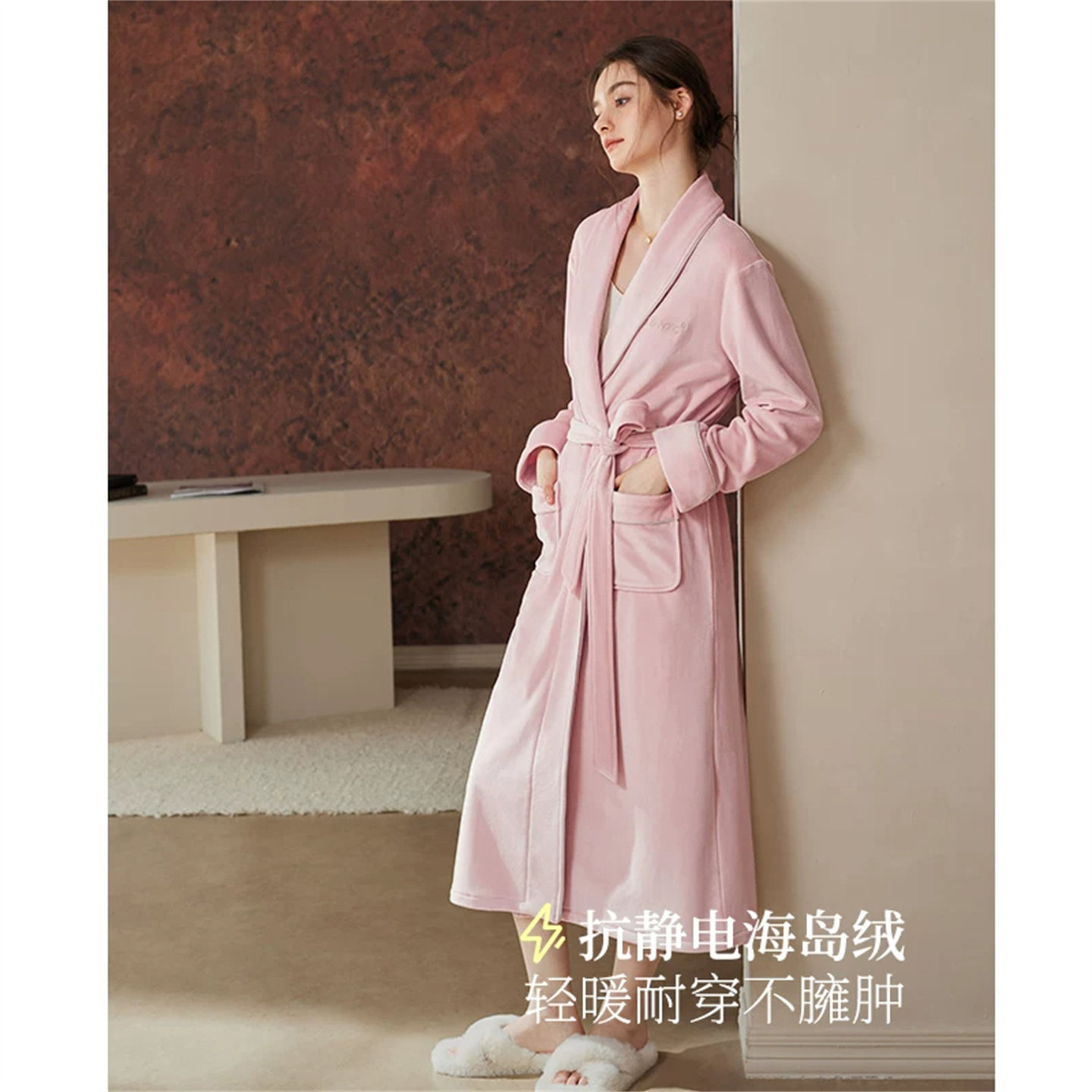 冬季加厚海岛绒女士睡袍浴袍