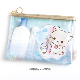 现货日本正版Rilakkuma轻松熊可爱少女果冻手包洗漱化妆包收纳包