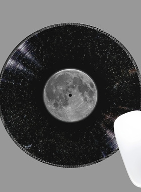 黑胶月球星球唱片创意圆形鼠标垫小号锁边电脑办公游戏桌垫键盘垫
