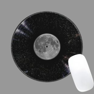 黑胶月球星球唱片创意圆形鼠标垫小号锁边电脑办公游戏桌垫键盘垫