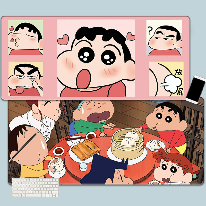 蜡笔小新鼠标垫可爱女生卡通动漫超大号电脑键盘垫写字桌垫子定做