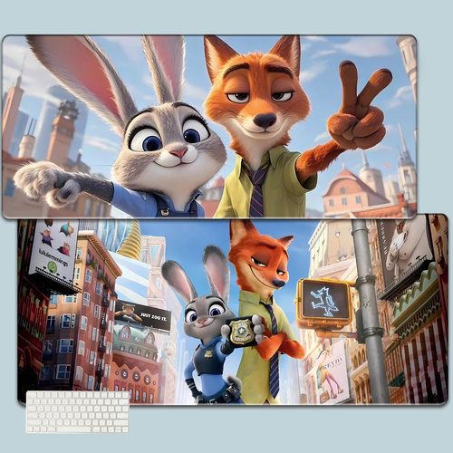 疯狂动物城尼克朱迪超大防滑鼠标