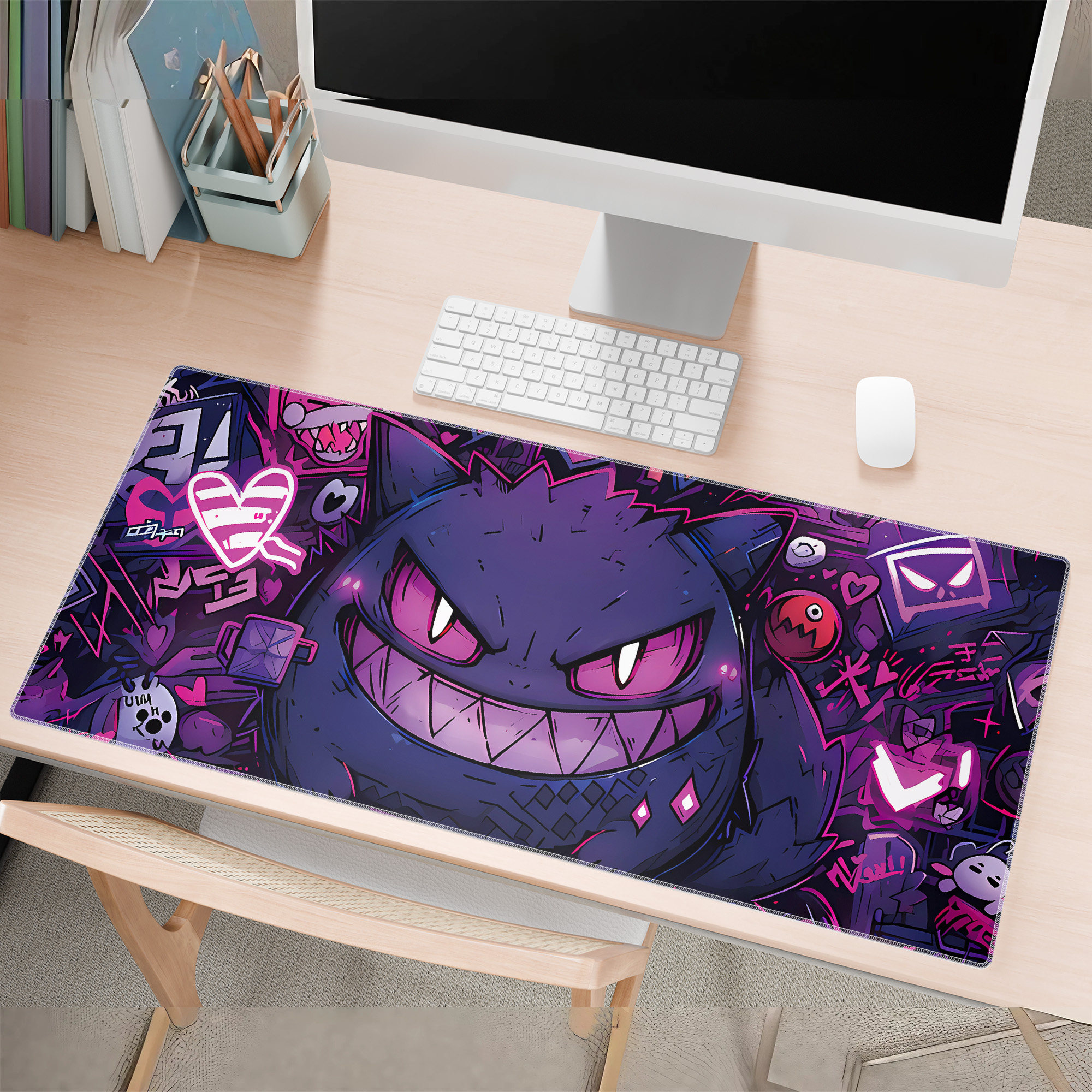 卡通耿鬼鼠标垫超大加厚办公桌垫电脑键盘垫动漫电竞游戏鼠标垫