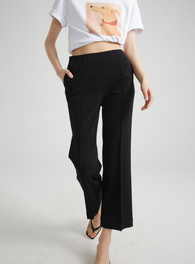 [新品发布]王炸版型 日本醋酸无腰头极简修身八分黑色直筒裤