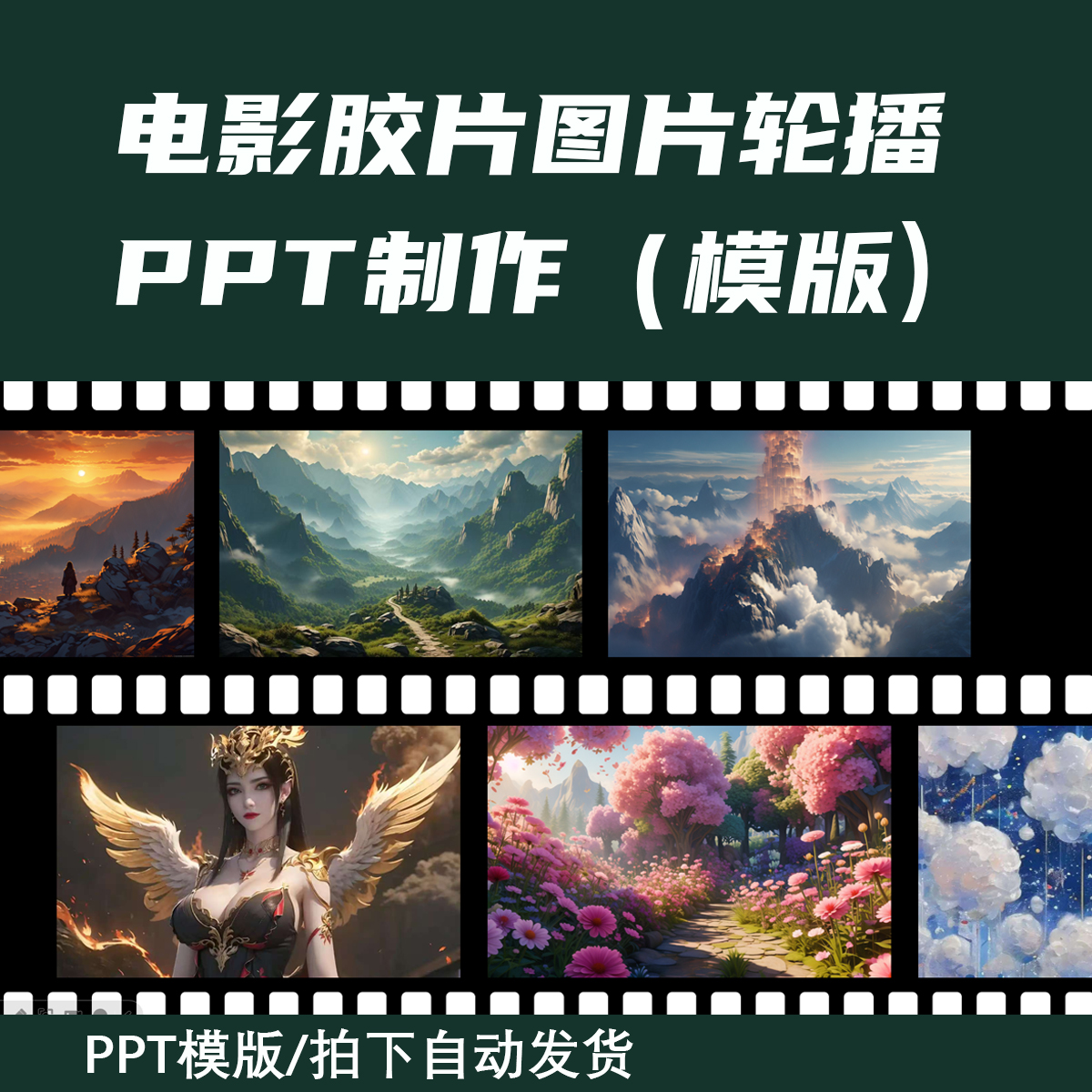 图片滚动播放电影胶片轮播PPT轮播效果动态动画照片滚动切换制作