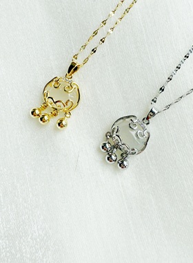 招财福袋项链玉髓镶嵌吊坠钛钢好运饰品平安暴富首饰新中式礼品