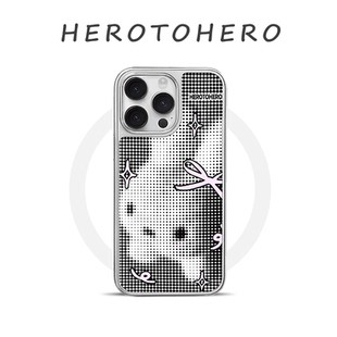 古早风米菲兔亚克力电镀银黑边适用苹果iPhone16promax手机壳15pro小米14Pro保护套华为mate60P70防摔三星S23