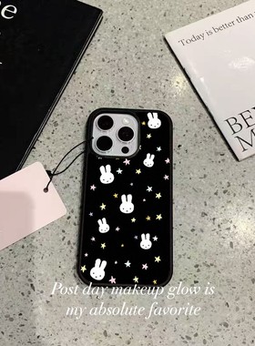 ins风黑色米菲星星黑边软壳适用苹果iPhone17promax手机壳16pro15小米14Pro保护套华为mate60P70防摔三星S23