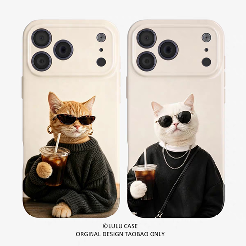 ins风情侣都市潮猫手机壳适用iphone17promax16苹果15小米14小众13可爱12ins11菲林vivox200华为mate70proP70