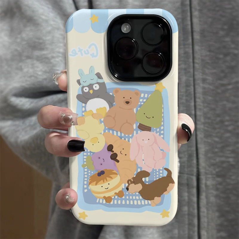 小熊兔子可爱适用iphone15苹果手机壳16pro防摔13promax12菲林二合一14Pro小米华为荣耀OPPOvivo11Xsma防摔