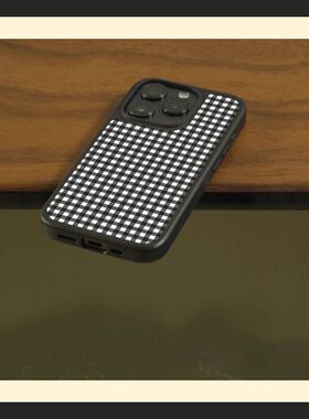ins风个性黑色格子亚克力黑边适用苹果iPhone16promax手机壳15pro小米14Pro保护套华为mate60P70防摔三星S23