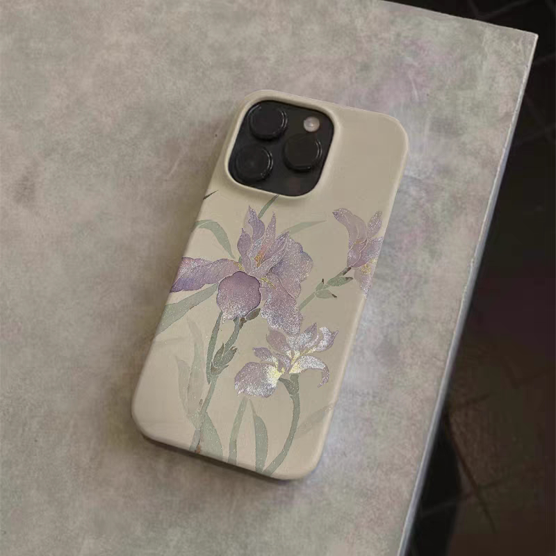 紫鸢尾花新中式适用于苹果iPhone7/8/X/XR/11/12/13pro/14/15promax创意菲林小众个性男女高级感国潮风手机壳