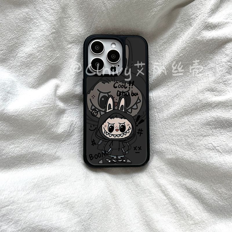 原创ins可爱拉布布亚克力黑边适用苹果iPhone16promax手机壳15pro小米14Pro保护套华为mate60P70防摔三星S23
