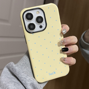 原创个性黄色波点二合一菲林手机壳全包按键适用苹果iPhone15promax菲林手机壳14磨砂12亮面全包11菲林壳13