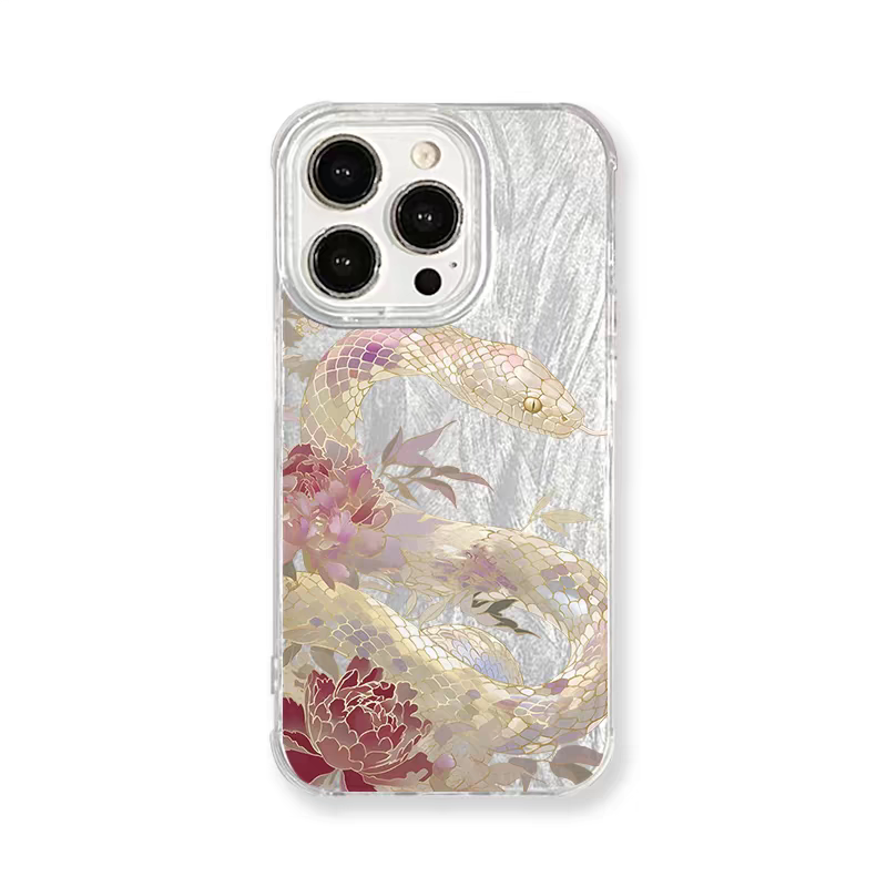 情侣新中式繁花金蛇适用iPhone16promax手机壳15pro保护11羽纱15高级感12mini创意13promax国潮苹果14Plus