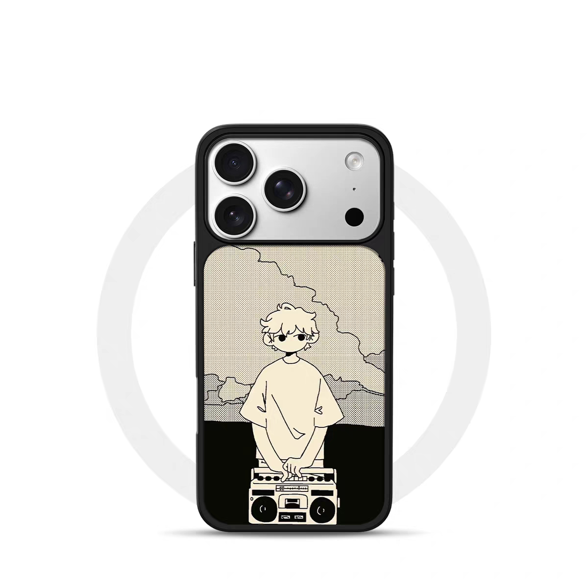 ins风个性电台少年电镀银黑边适用苹果iPhone17promax手机壳16pro小米15Pro保护套华为mate80P70三星S23软壳